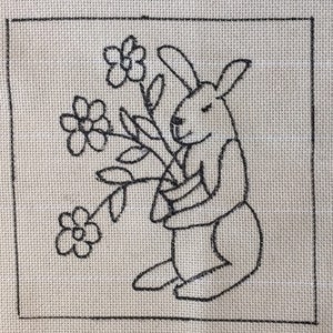 Rug Hooking Pattern, Lilac the Spring Bunny, 8 x 8 P145 image 2