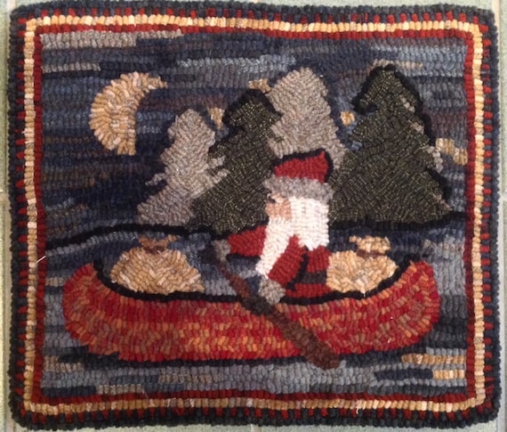 Rug Hooking Pattern, Northwoods Santa  14" x 16, P121