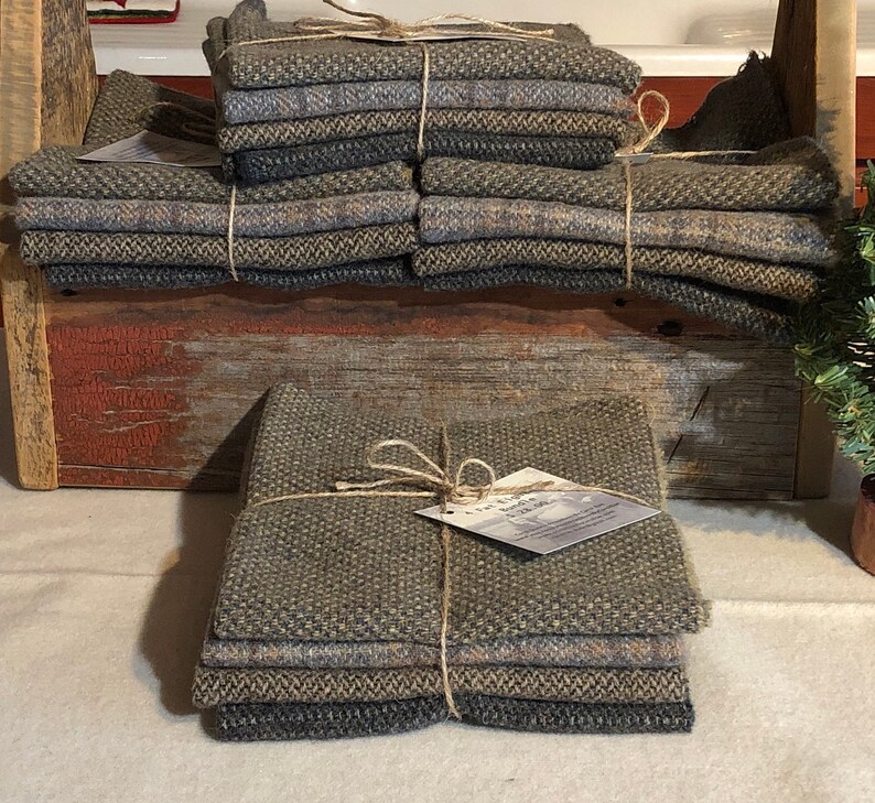 Applique Penny Rugs Quilting 4- one eighth Yard Pieces W376 Gray Primitive Background Mix Wool Bundle 100/% Wool Fabric for Rug Hooking