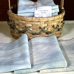 Blue/Green Skies Hand-Dyed Wool for Rug Hooking, Applique, Penny Rugs, Fiber Arts, Water, Summer Skies, Soft Blue/Green 3 Fat Eighths, W618