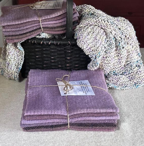 Dusty Lilac Mix, Hand-Dyed Wool Fabric for Rug Hooking, Dusty Lavender,  Violet, Applique, Penny Rugs, Quilting, 5 - 1/16 Yard Pieces W541