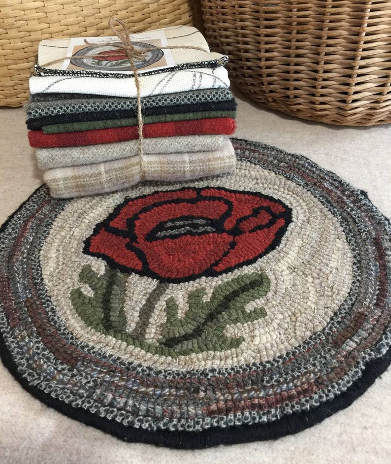 Primitive Rug Hooking Kit for poppy Chair Pad Etsy
