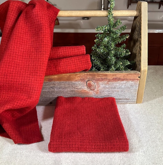 Hand-Dyed Wool Fabric, Holiday Red Check, Rug Hooking, Applique, Penny Rugs, Fiber Arts, Christmas Red, Valentine Red, Fat 1/4 Yard W673