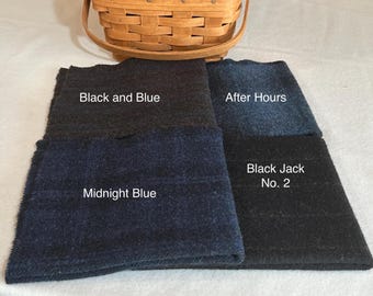 Cielos de medianoche, cuatro piezas de 1/8 de yarda, paquete de lana, teñida en fábrica, para tejer alfombras, apliques, alfombras de retazos, acolchado, fondo oscuro antiguo, W282