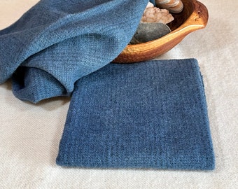 Deep Blue Seas Plaid, Hand-Dyed Wool Fabric for Rug Hooking, Vintage Blue/Green, Deep Blue, Applique, Fiber Arts, Fat 1/4 Yard W596