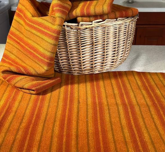 Orange Spice Stripe HandDyed 100% Wool Fabric for Rug Hooking, Applique, Penny Rugs, Fiber Arts, Pumpkin Red, Fat 1/4 Yd W690