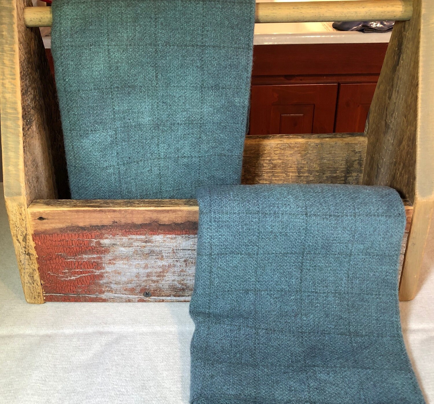 Blue Thistle Windowpane ,Hand-Dyed Wool Fabric for Rug Hooking ...