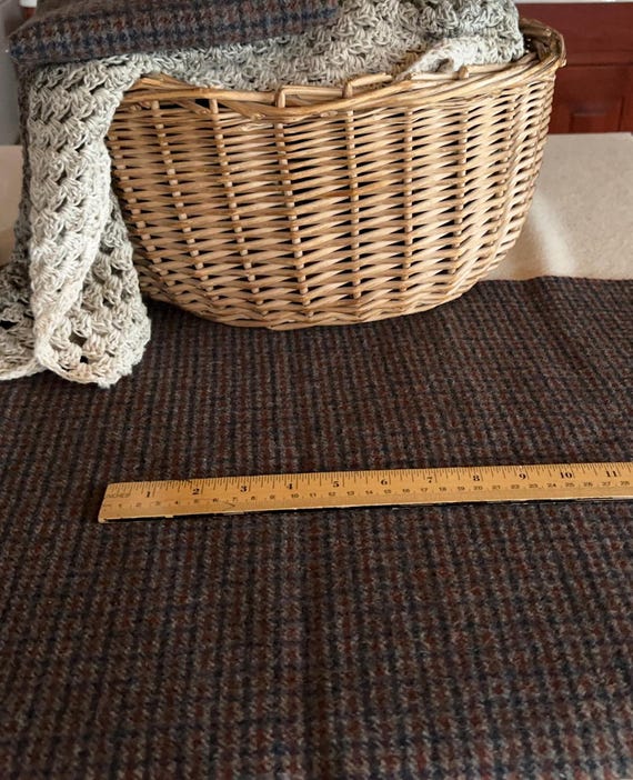 Tweed Check, a Blue, Gray and Rust, Mill Dyed 100%  Wool Fabric Fat 1/4 Yard, Vintage Grayed Dark Blue and Rust Tweed, Fat 1/4 yd,  W655