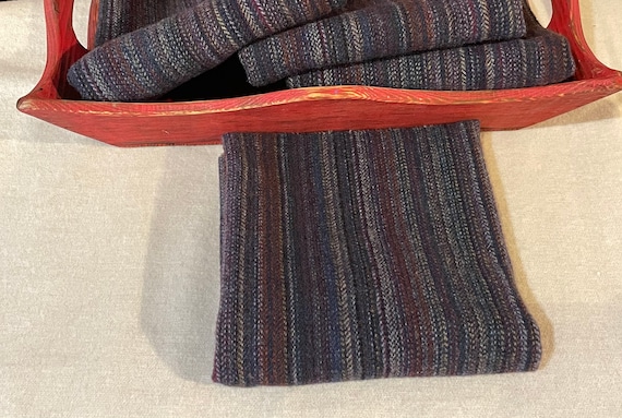 Mixed Stripe, a Cranberry, Blue and Purple Stripe Mill-Dyed Wool Fabric for Rug Hooking, Applique, Penny Rugs, Fiber Arts,Fat 1/4 Yard, W521