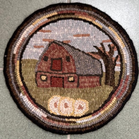 Rug Hooking Pattern for "Old Barn #2" Chair Pad, on Monks Cloth or Primitive Linen, P136