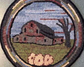 Rug Hooking Pattern for "Old Barn #4" Chair Pad, on Monks Cloth or Primitive Linen, P142