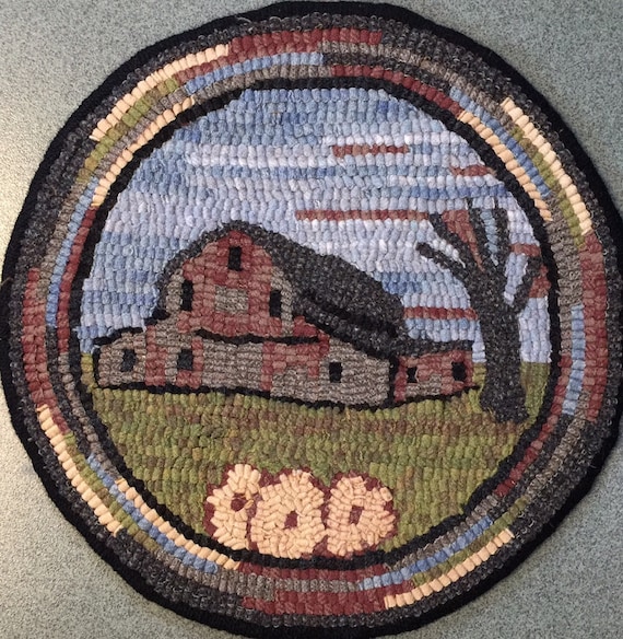 Rug Hooking Pattern for "Old Barn #4" Chair Pad, on Monks Cloth or Primitive Linen, P142