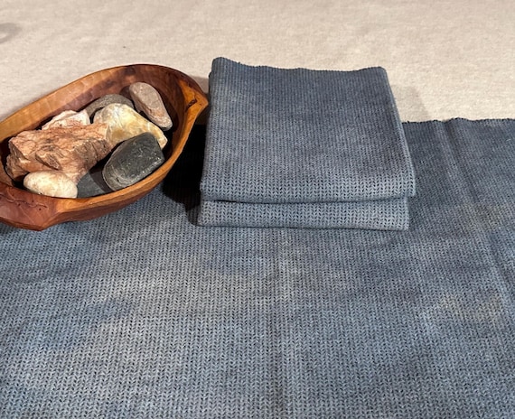 Slate Blue Seed Stitch ,Hand-Dyed Wool Fabric for Rug Hooking, Applique, Penny Rugs,  Fat 1/4 Yard, Dusty, Muted, Primitive Blue/Gray, W695