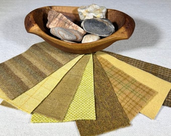 Applique Wool Bundle, Vintage Gold Wool Pack, Mill and Hand-dyed 100% Wool Charm Pack, Quilting, Penny Rugs, Bronze Gold, Yellow, W613