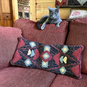 Rug Hooking Pattern, Southwest Geometric, Primitive Hooked Rug, Geometric Hooked Pillow, Geometric Table Mat, Wall Hanging, 10&quot;x 24&quot;, P168