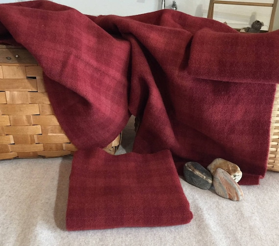 Wildrose Plaid, Hand Dyed Wool Fabric for Rug Hooking, Applique, Penny Rugs, Fiber Arts, Fat Quarter Yard  W703