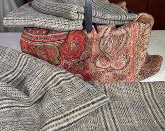 Phantom Trail, a Tan, Brown and Black Plaid Mill Dyed Wool Fabric for Rug Hooking, Applique, Penny Rugs,  Fat Quarter Yard  W699