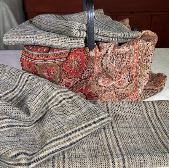 Phantom Trail, a Tan, Brown and Black Plaid Mill Dyed Wool Fabric for Rug Hooking, Applique, Penny Rugs,  Fat Quarter Yard  W699