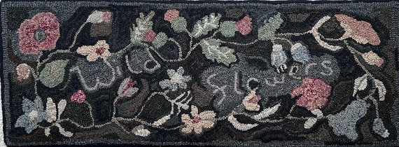 Rug Hooking Pattern: Viola's Wild Flowers, Hand-Drawn Design (14" x 40")