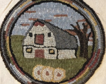 Rug Hooking Pattern for "Old Barn #2" Chair Pad, on Monks Cloth or Primitive Linen, P136