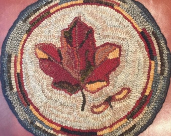 Primitive Rug Hooking Pattern for "Maple Leaf" Chair Pad  14" Round/Fall Hooked Rug/Primitive Chair Pad/ Hooked Table Mat/Pillow  P159
