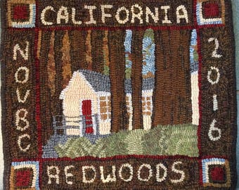Rug Hooking Pattern, Cabin in the Redwoods, 16" x 18"  P150