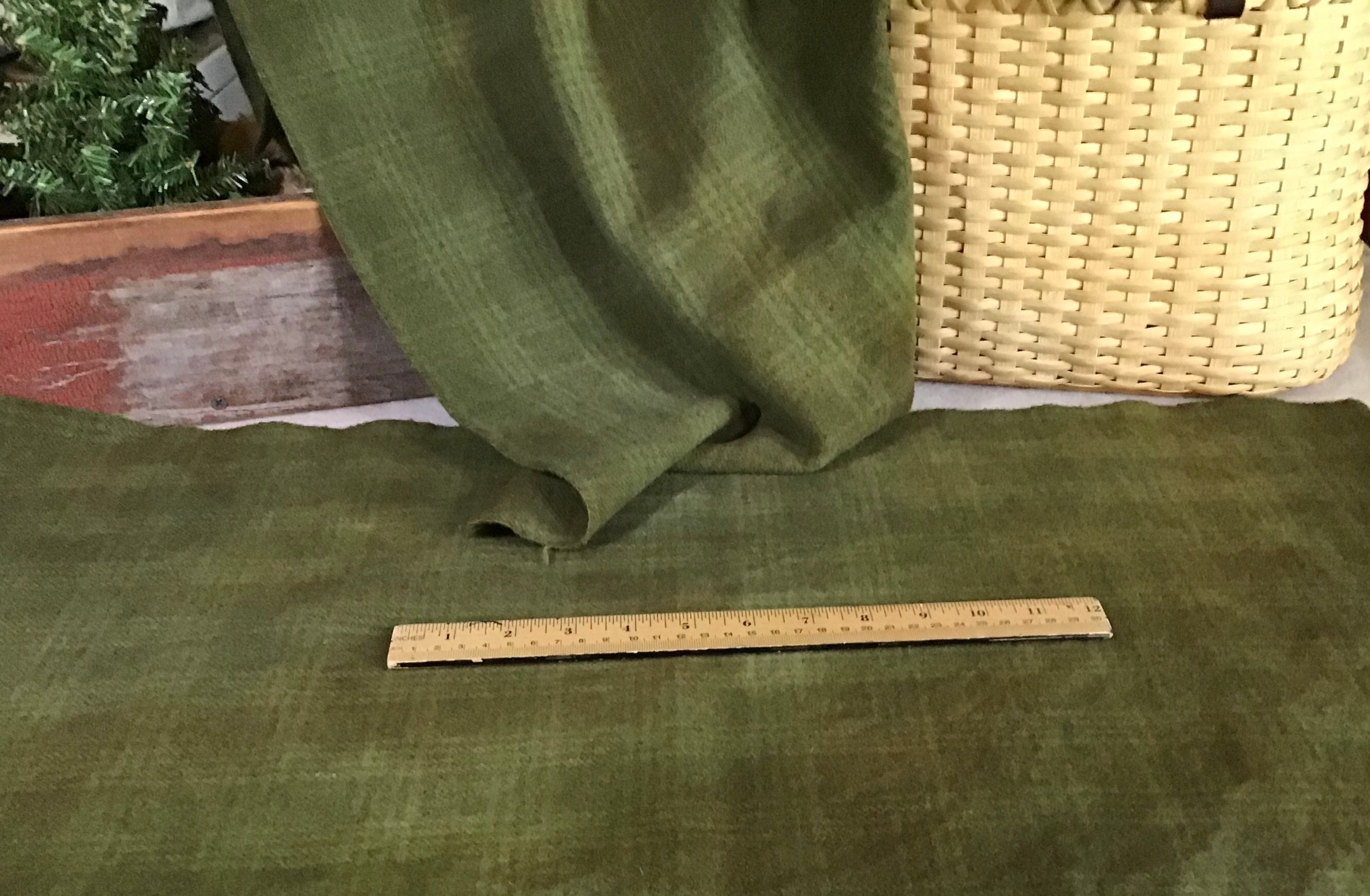 Medium Sage Green Plaid HandDyed Wool Fabric for Rug Hooking, Applique