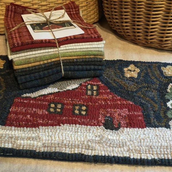 Grandpa's Granary, Rug Hooking Kit 10"x20", Hooked Wall Hanging, Table Mat, Pillow, Primitive Barn, Yoga or Neck Pillow K158
