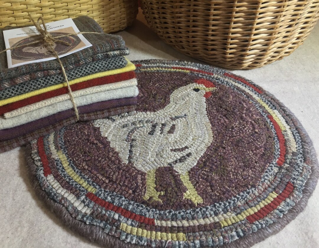 Chicken Tools Rug Hetty, Primitive Rug Hooking Kit for Chicken Chair Pad, Table Mat, Wall ...