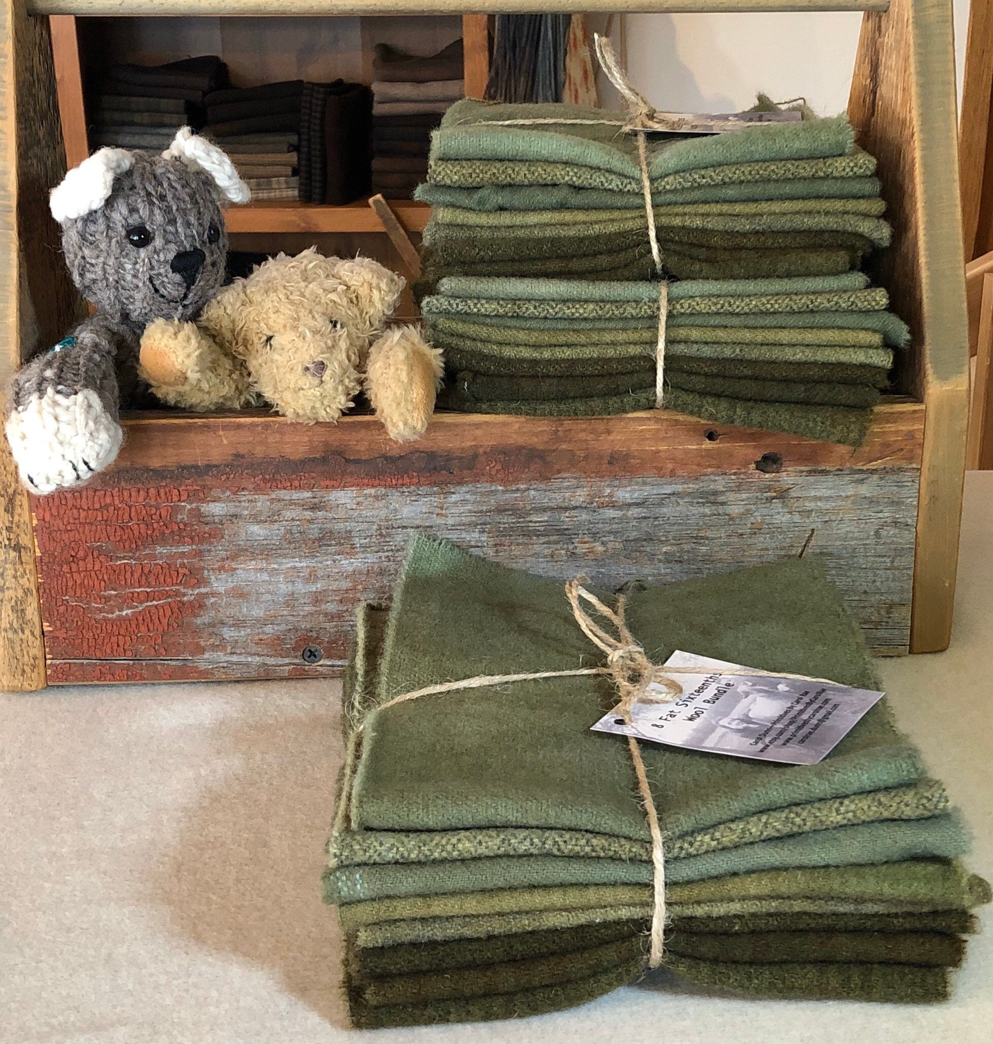 Forest Green, Wool Bundle, HandDyed Wool Fabric for Rug Hooking, Applique, Penny Rugs, Quilting