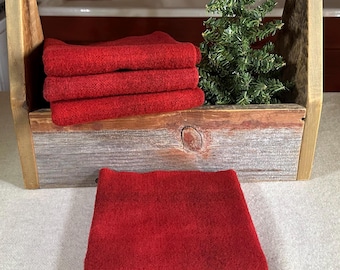 Holiday Red Plaid, Hand-Dyed Wool Fabric, Rug Hooking, Applique, Penny Rugs, Fiber Arts, Christmas Red, Valentine Red, Fat 1/4 Yard W674