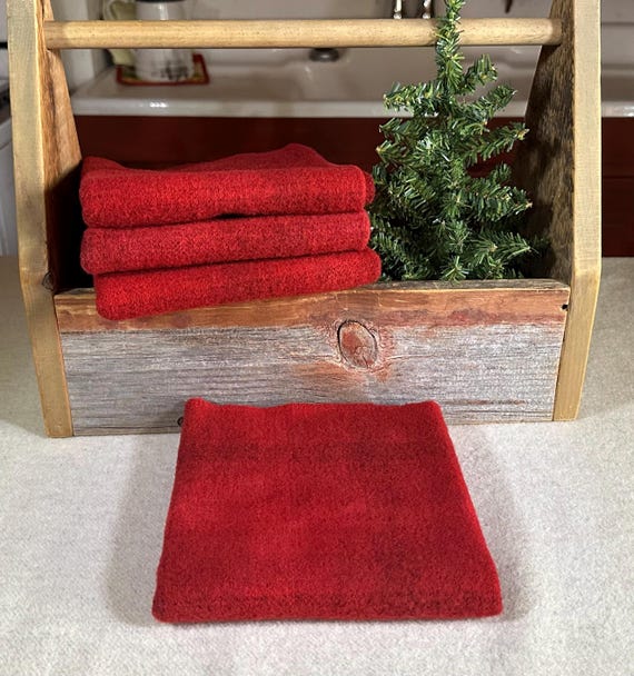 Holiday Red Plaid, Hand-Dyed Wool Fabric, Rug Hooking, Applique, Penny Rugs, Fiber Arts, Christmas Red, Valentine Red, Fat 1/4 Yard W674