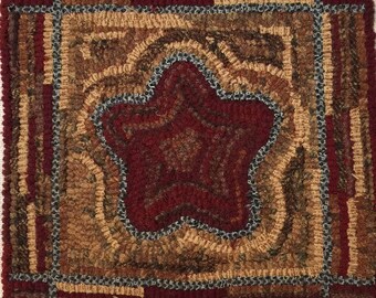 Primtive Rug Hooking Pattern , "Single Star"  12" x 12", Mat on Monks Cloth or Primitive Linen, Vintage Quilt, Wall Hanging, Geometric P184