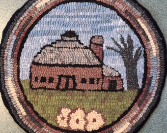 Rug Hooking Pattern for "Old Barn #3" Chair Pad, on Monks Cloth or Primitive Linen, P141