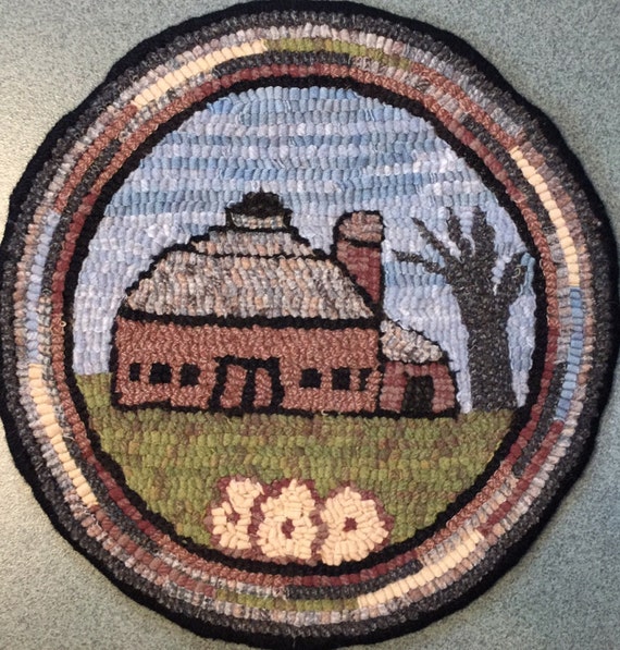 Rug Hooking Pattern for "Old Barn #3" Chair Pad, on Monks Cloth or Primitive Linen, P141