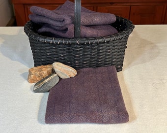 Vintage Purple Herringbone, Hand-Dyed Wool Fabric for Rug Hooking, Applique, Penny Rugs, Fiber Arts, Warm Violet, 1 Fat 1/4 Yd W625