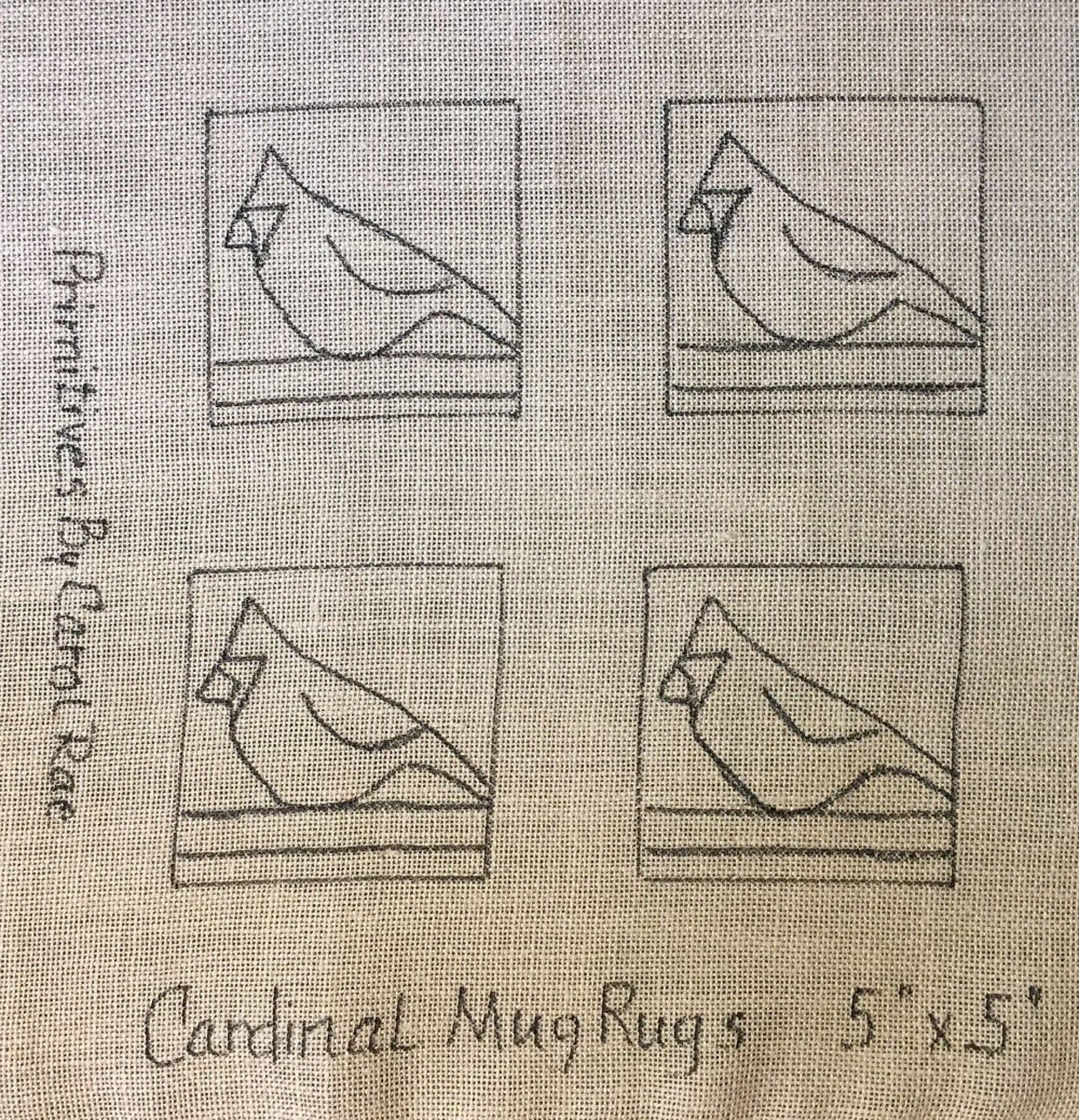 Rug Hooking Pattern , 4 Cardinal Mug Rugs 5