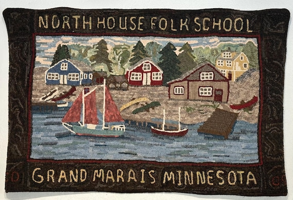 Rug Hooking Pattern, "North House Folk School" , On Primitive Linen  27"x 42"  P126