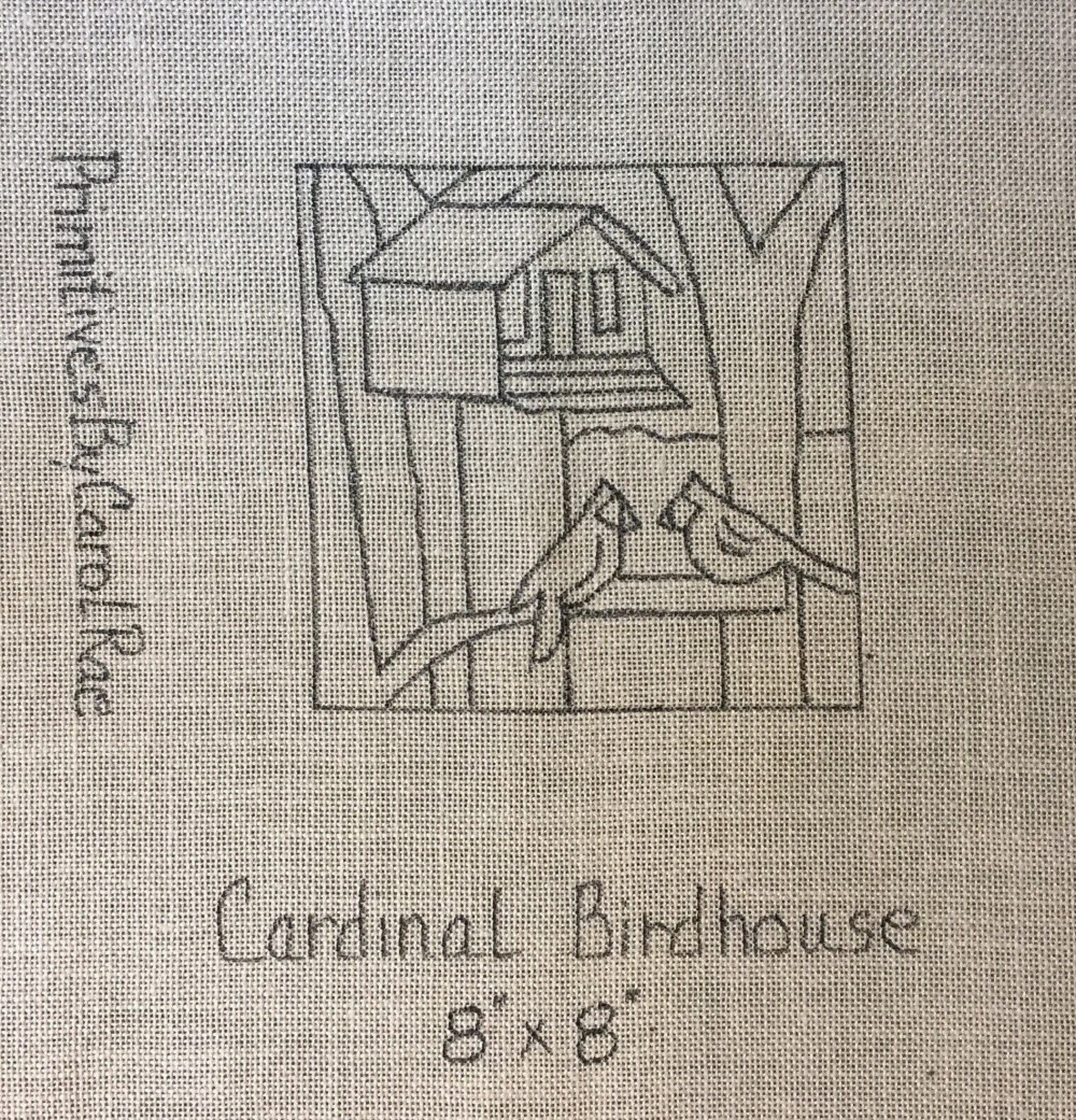 Rug Hooking Pattern, Cardinal Birdhouse Mat, 8