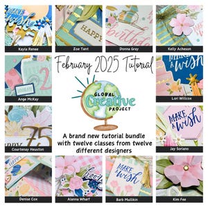 Paquete de tutoriales para proyectos creativos globales de Stampin' Up! de cumpleaños con flores silvestres (febrero de 2025): 12 PDF y enlaces a videotutoriales.