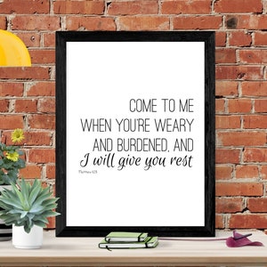 Matthew 11:28, Printable Scripture, Bible Verse Print, Christian Wall Art
