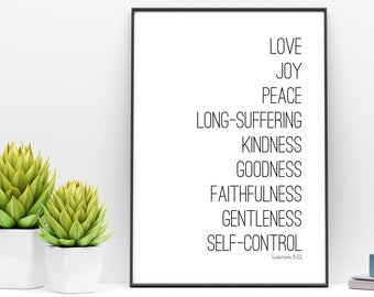 Galatians 5:22, Printable Scripture, Bible Verse Print, Christian Wall Art