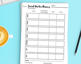 2022 Planificador de redes sociales PDF rellenable, reutilizable e imprimible