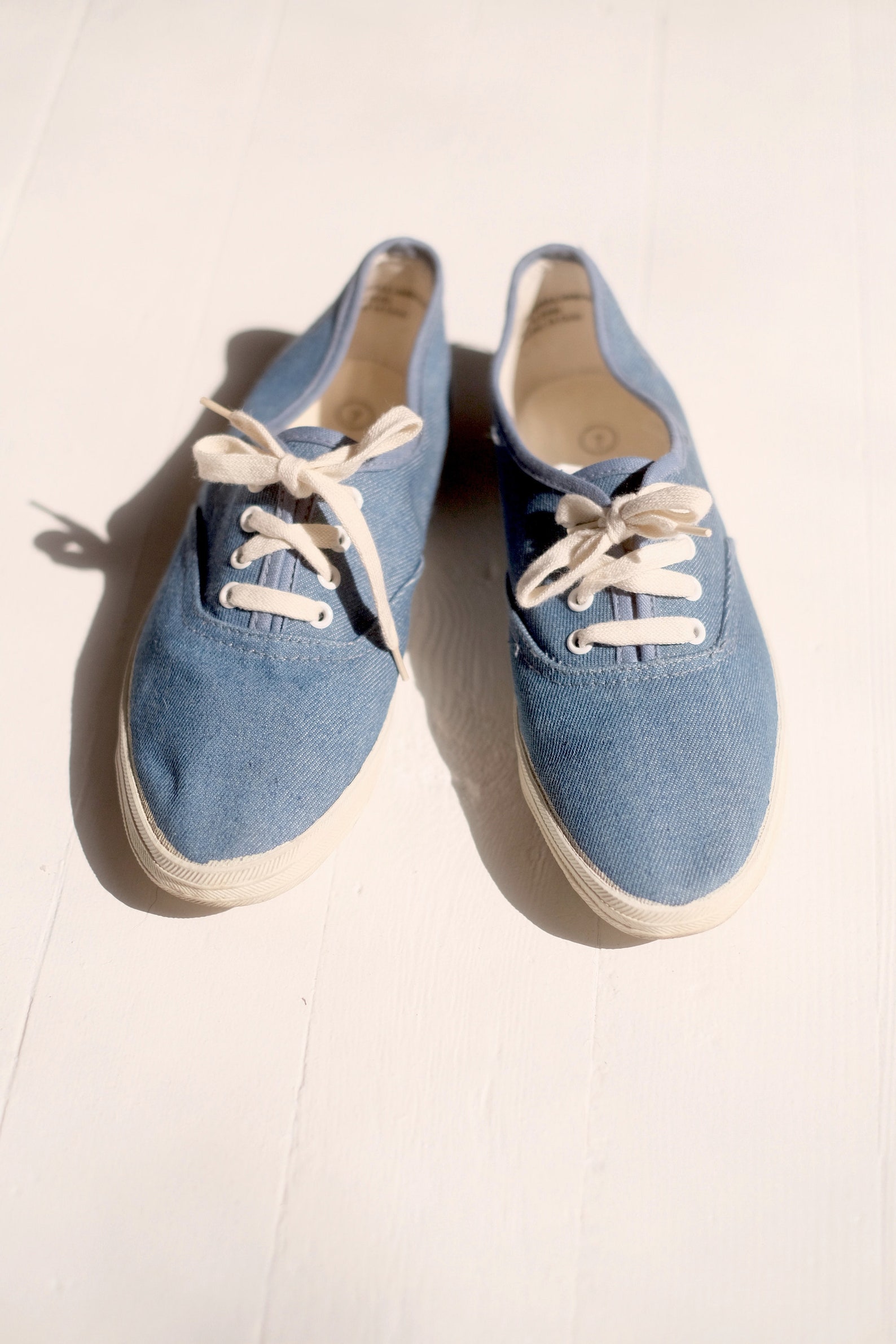 Denim Tennis Shoes Sz 7 // Vintage Jean Basic Cotton Lace Up | Etsy