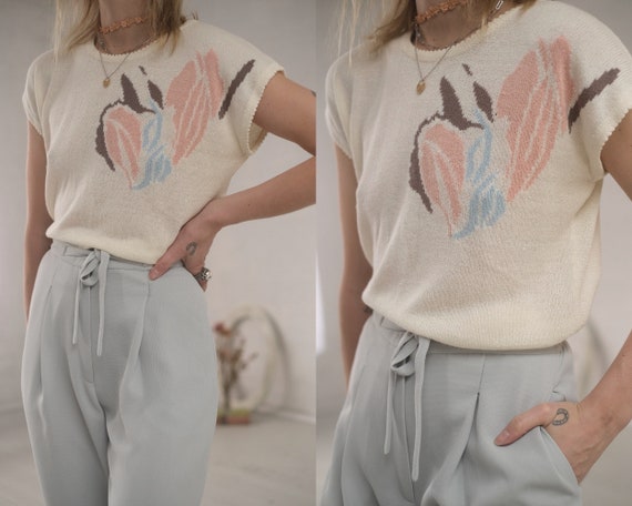 80s Pastel Blooms Knit