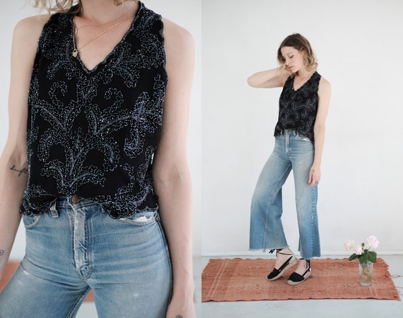 Beaded Silk Tank
