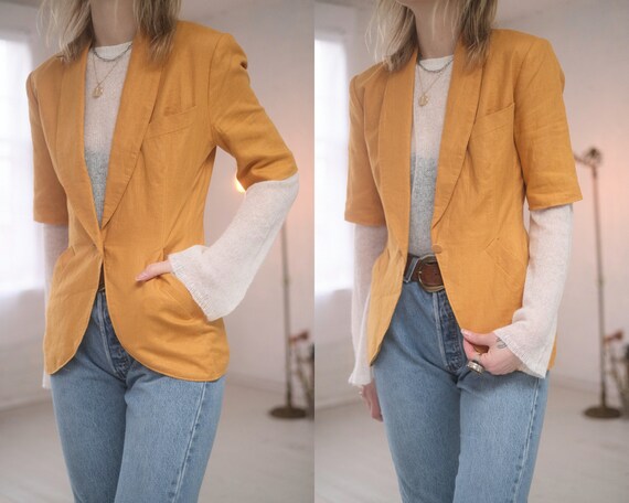 Mustard Linen Blazer