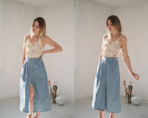 Button Up Denim Skirt