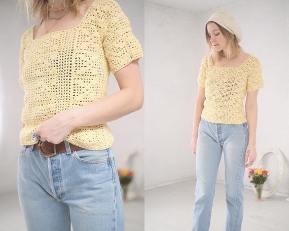 Citron Crochet Top