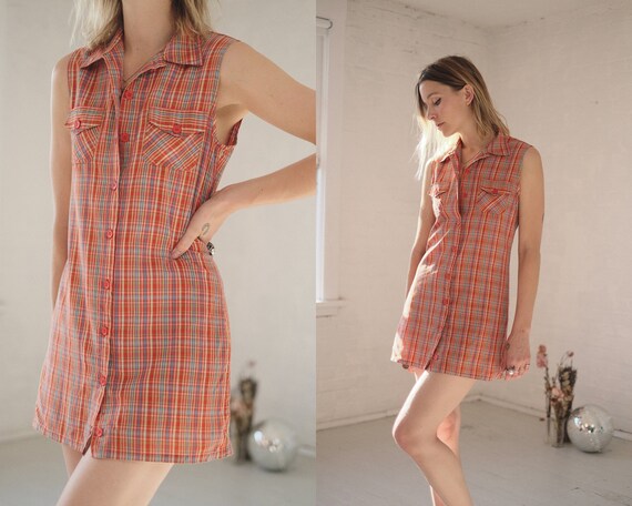 Clementine Plaid Mini // Vintage 1990s Orange Chec